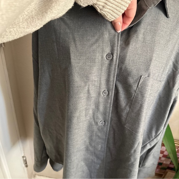 Enza Costa Button Up Blouse Gray 2 - Picture 5 of 8